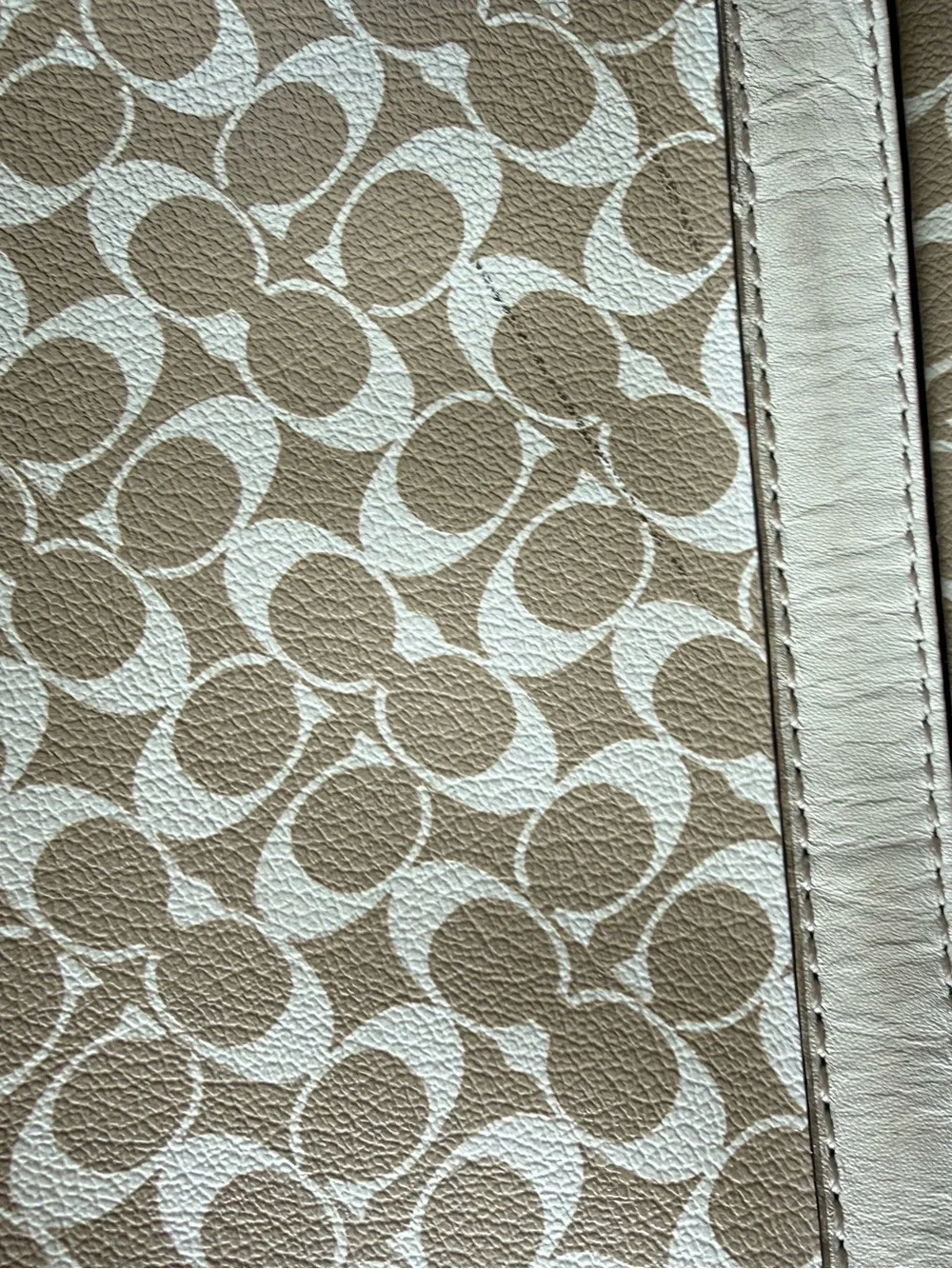 Coach Beige Tote with Pink Center Stripe